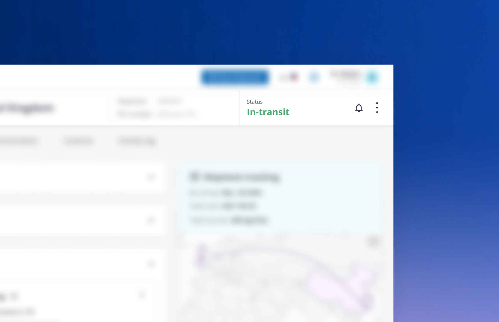 Estado del envío marcado como En tránsito con el icono de notificaciones