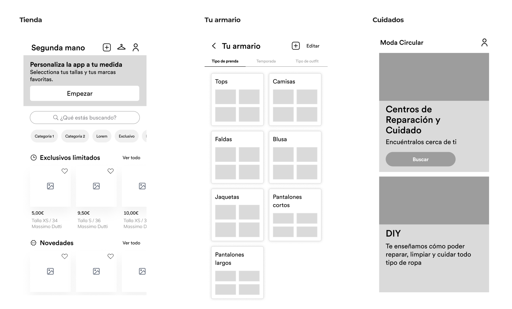 Wireframe 1 de la app SWAP